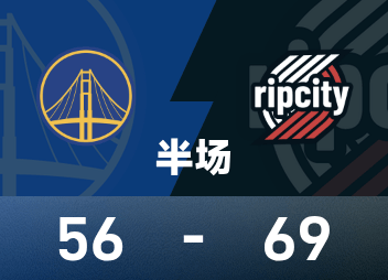 NBA 하프타임 : 양한센 1슛 0개, 리바운드 1개, 실책 1개, 커리 3점슛 5개로 24득점, 트레일블레이저스 69-56 워리어스