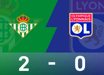 유로파리그 경기 보고서: 앤서니 연속골, 레알 베티스 2-0 리옹