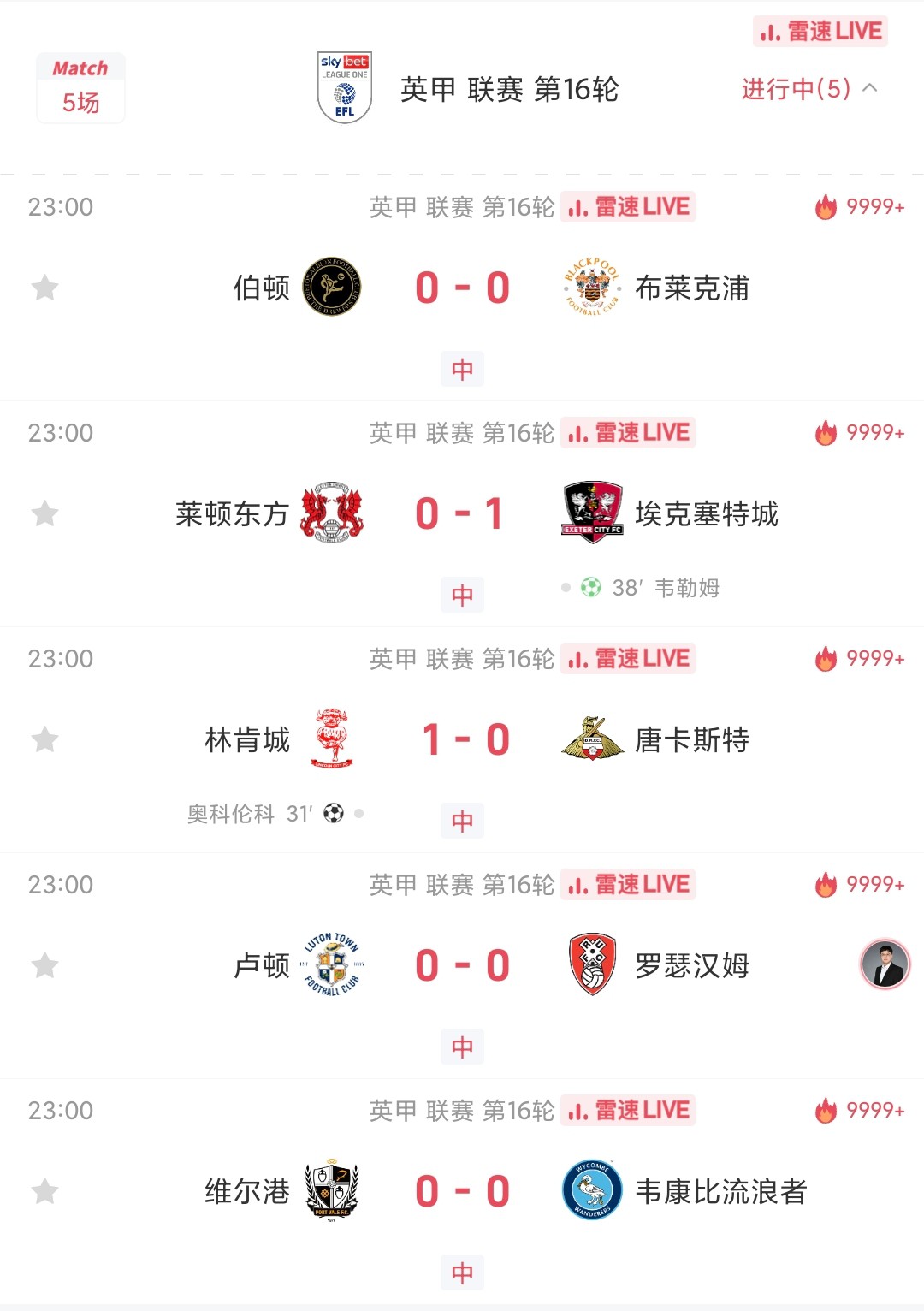🙌잉글랜드 리그원 5경기가 동시에 진행됐는데, 그 중 3경기가 전반전 0-0으로 끝났고, 10개 팀이 합산한 득점은 2골에 그쳤다.